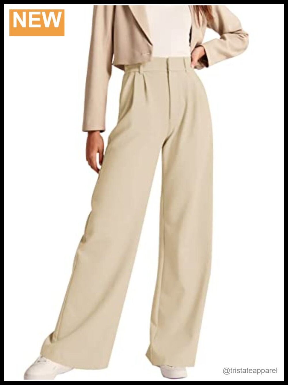 Women Work Pants Business Casual High Waist Straight Leg Trousers with Pockets
